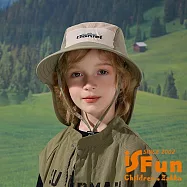 【iSFun】撞色郊遊 兒童透氣護頸披肩遮陽漁夫帽/ 軍綠色