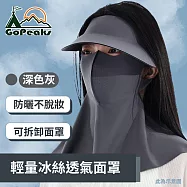 GoPeaks 輕量冰絲透氣面罩 大帽簷掛耳式穿戴騎行遮陽罩 深色灰