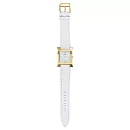 Hermes 愛馬仕 Heure H 小牛皮金框石英女仕腕錶(白金/21mm)