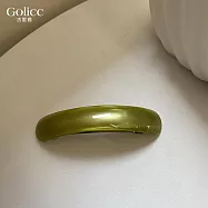 【Gulicc】髮夾 法式氣質光澤感橢圓彈簧夾 (橄欖綠)