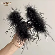【Gulicc】髮夾 韓國新款時尚羽毛髮夾 (黑)