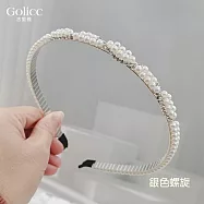 【Gulicc】髮箍 可愛小公主氣質珍珠頭箍 (銀色螺旋)