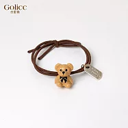 【Gulicc】髮圈 韓國ins網紅可愛小熊字母吊牌髮繩髮圈 (咖啡色)