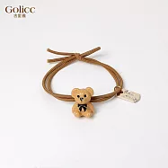 【Gulicc】髮圈 韓國ins網紅可愛小熊字母吊牌髮繩髮圈 (卡其色)