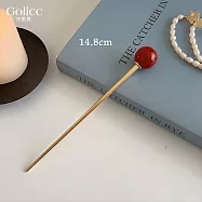 【Gulicc】髮簪 簡約 時尚小圓球 髮簪 (紅色)