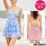Heatwave熱浪 加大連身萊克泳裝 露背小粉樣(M-2XL)693 藍色-M號