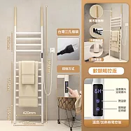 落地式電熱毛巾架 110V 智能家用民宿不鏽鋼可移動烘乾架 发熱殺菌浴巾架 置物架 不銹鋼-觸屏顯定時版-白色右出線