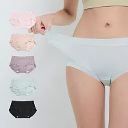 JUNGDOG 上癮內著 【5件組】中腰 2.0蠶絲內褲 M-XXL (初戀粉/素雅膚/藕荷紫/甜抹綠/性感黑) 三角女性內褲 中腰內褲 蠶絲內褲 蠶絲底襠內褲 M 初戀粉/素雅膚/藕荷紫/甜抹綠/性感黑