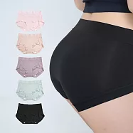 JUNGDOG 上癮內著 【5件組】高腰 2.0蠶絲內褲 M-XXL (初戀粉/素雅膚/藕荷紫/甜抹綠/性感黑) 三角女性內褲 高腰內褲 蠶絲內褲 蠶絲底襠內褲 2XL 初戀粉/素雅膚/藕荷紫/甜抹綠/性感黑