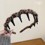【Gulicc】髮箍 豹紋波浪髮箍 大齒不卡髮 (棕色)