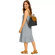 【ZENDAR】台灣總代理 限量1折 頂級小牛皮牛仔布後背包 貝蒂系列 全新專櫃展示品(牛仔藍)