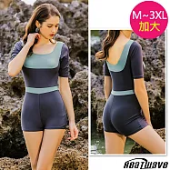 Heatwave熱浪 加大特大連身萊克泳裝 五分袖防曬 戲水浮潛(M-3XL)3126 M號
