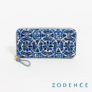 ZODENCE LISBON進口真皮葡式花磚拉鍊長夾 藍