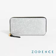 ZODENCE PAINTING進口真皮印象藝術拉鍊長夾 波光銀