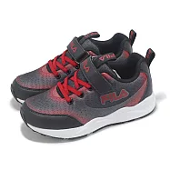 Fila 慢跑鞋 J825Z 大童 中童 小朋友 黑 紅 魔鬼氈 運動鞋 斐樂 2J825Z022 17cm BLACK/RED
