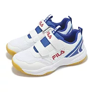 Fila 慢跑鞋 J804Z 大童 中童 小朋友 白 藍 膠底 魔鬼氈 運動鞋 斐樂 3J804Z132 21cm WHITE/BLUE