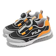 Fila 慢跑鞋 J814Z 大童 中童 小朋友 黑 灰 橘 旋鈕 氣墊 運動鞋 斐樂 3J814Z461 22cm BLACK/GREY
