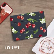 INJOYmall for iPad mini7/mini6 系列 Smart cover皮革平板保護套 附筆槽 香甜櫻桃款 mini7(外側筆槽)