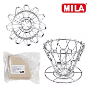 MILA 不鏽鋼摺疊咖啡過濾器(收折濾杯) 加贈濾紙 銀