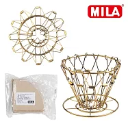 MILA 不鏽鋼摺疊咖啡過濾器(收折濾杯) 加贈濾紙 金