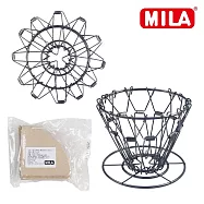 MILA 不鏽鋼摺疊咖啡過濾器(收折濾杯) 加贈濾紙 黑