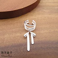 單只價。甜美浪漫芭蕾風蝴蝶結絲帶耳骨夾S925純銀夾式耳環.不用耳洞可戴