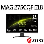 msi微星 MAG 275CQF E18 27吋 曲面電競螢幕 (27"/2560x1440/16:9/180Hz/VA/曲面)