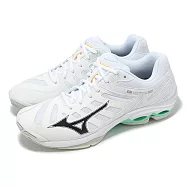 Mizuno 排球鞋 Wave Voltage 2 男鞋 白 綠 波浪片 室內運動 羽排鞋 美津濃 V1GA2460-16 27cm WHITE/GREEN
