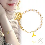 【TLH】珍珠手鍊黃金墜 純金999 沉醉蜜糖 約重0.05錢&plusmn;0.01 美人魚尾(大)