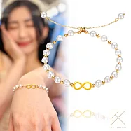 【TLH】黃金墜微笑珍珠手鍊 純金999 純愛戀人 約重0.05錢±0.01 小愛無限