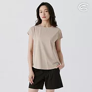 ADISI 女船型領環保紗快排抑菌上衣 AL2511017 亞麻色 (S-XL) S 亞麻色