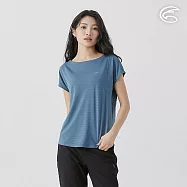 ADISI 女山形緹花消臭快乾圓領寬版T AL2511092 城牆深藍 (M-2XL) M 城牆深藍