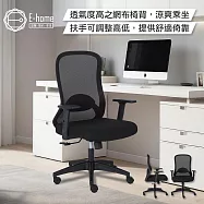 E-home 微風網布高背扶手電腦椅-黑色 黑色