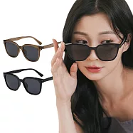 【ALEGANT】高雅氣場TR90貓眼方框寶麗來偏光墨鏡/UV400太陽眼鏡 皓影黑