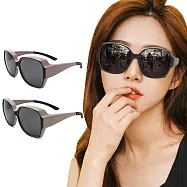 【ALEGANT】精緻時尚加大方框全罩式防滑彈力鏡腳寶麗來偏光墨鏡/外掛式UV400太陽眼鏡/包覆套鏡 鵝絨粉