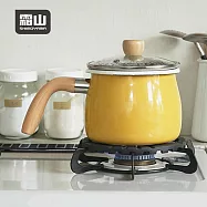 【日本霜山】單柄琺瑯牛奶鍋/湯鍋(附玻璃蓋)-1.9L- 黃