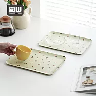 【日本霜山】長方形櫻桃印花風仿瓷托盤- 奶油白