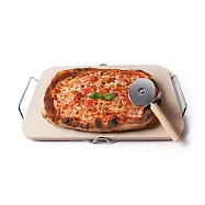 《EXCELSA》義大利 披薩刀+長方石板披薩烤盤 | 方形烤盤 石板烤盤 Pizza烤盤