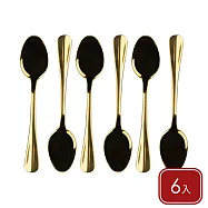 《EXCELSA》義大利 Gold不鏽鋼咖啡匙6入(金) | 點心匙 攪拌匙 茶匙 下午茶餐具