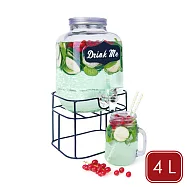 《EXCELSA》Funny party支架+梅森玻璃冷飲桶(4L) | 玻璃飲料桶 飲料桶 派對果汁桶 茶桶 派對水壺