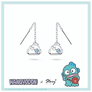 【客製品】STORY 故事銀飾-Hello Hangyodon系列-人魚漢頓線框晶鑽純銀耳環 針式