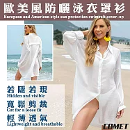 【COMET】歐美風襯衫款防曬泳衣罩衫(比基尼罩衫 防曬罩衫 罩衫外套 薄外套 防曬外套/A12500)