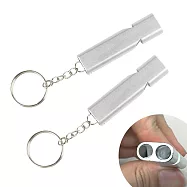 【WIDE VIEW】雙管野外求生哨2入組(逃生哨 口哨 防狼口哨 哨子 雙管口哨 高音哨/ST-SW01) 銀色x2