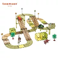 【美國 Teamson】恐龍軌道車磁力片豪華組(含恐龍電動車 80psc)