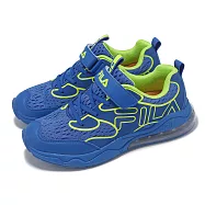 Fila 慢跑鞋 J805Z 大童 中童 小朋友 藍 黃 魔鬼氈 運動鞋 斐樂 3J805Z336 19cm BLUE