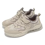 Fila 慢跑鞋 J805Z 大童 中童 小朋友 卡其 灰 魔鬼氈 運動鞋 斐樂 3J805Z777 20cm KHAKI/GREY