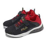 Fila 慢跑鞋 J808Z 大童 中童 小朋友 黑 紅 魔鬼氈 運動鞋 斐樂 3J808Z028 19cm BLACK/RED