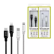 MEGA KING 原廠 MFI認證 Type-C to Lightning 鋁合金編織充電線 - 1.2m (盒裝) 白色