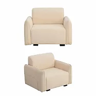 IDEA-療癒系厚吐司短絨編織布單人沙發/兩色可選 杏色