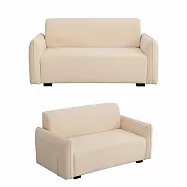 IDEA-療癒系厚吐司短絨編織布雙人沙發/兩色可選 杏色